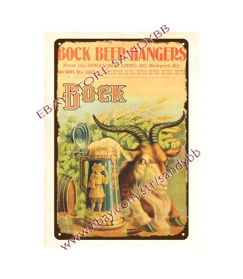 BOCK BEER liquors bar pub metal tin sign garage interior design ideas