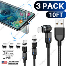 180 Rotate Magnetic USB Power Adapter Cord Charger Cable For iPhone 13 12 11 XR