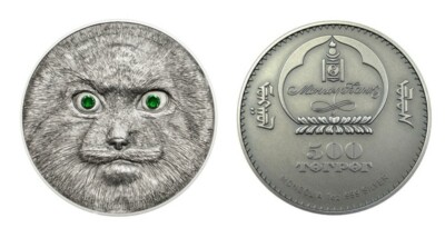 2014 Mongolia 500 - Manul Cat 1 Oz .999 Silver Coin HIGH RELIEF