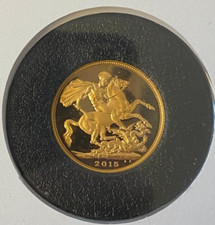 2015 Gold Proof 5th Head design Full Sovereign in Presentation Cover, Superb.