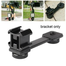 3in1 Triple Cold Shoe 3 Mount Adapter MIC Light Holder Bracket LED Extension Bar