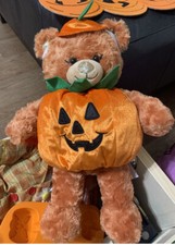 Build A Bear PUMPKIN Costume 16" Plush Fall Orange  Gold Glitter Plush Bear