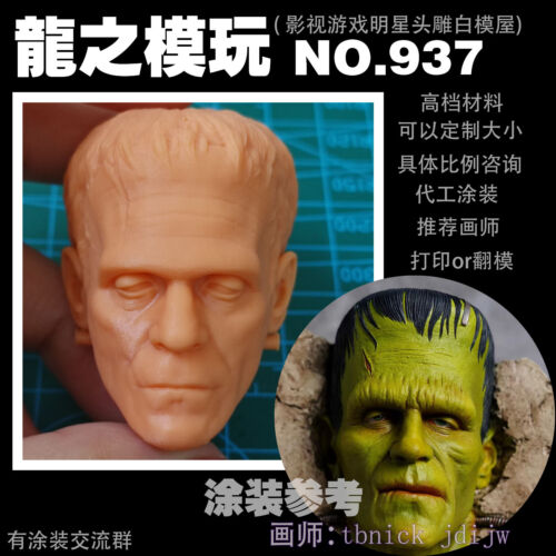 1/6 1/12 1/18 Scultura testa Frankenstein scolpita per action figure maschili giocattoli corpo - Foto 8 di 8