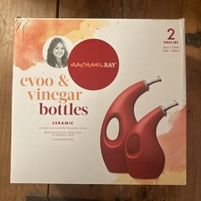 Rachael Ray Serveware EVOO & Vinegar Stoneware Bottle Set Red 53253