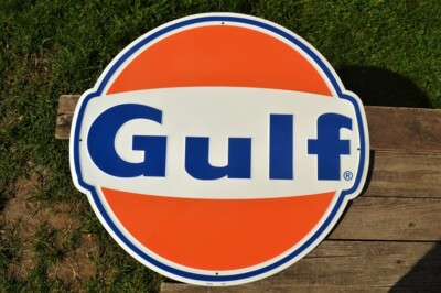 Gulf Gas & Oil Corporation Embossed Tin Metal Sign - Gasoline - Die Cut ...