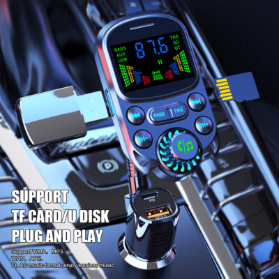 Bluetooth 5.0 Car FM Transmitter With QC3.0 & PD Fast Charging, LED