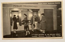 Chicago Subway~Trains ~  Postcards (2) Platform & Telephone Booths Illinois
