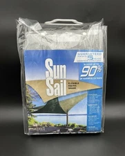 Sun Sail Flexible Fabric Shade (1) Triangle Sail Canopy Complete Kit Gray New