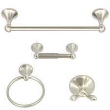 4-Piece Bathroom Hardware Accessory Set With 24" Towel Bar -Satin Nickel Finish