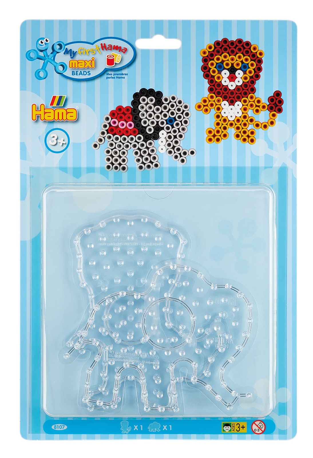 Hama Perlen 8107 Peg Plates Set of 2 for Maxi Ironing Beads with Diameter 10 mm,