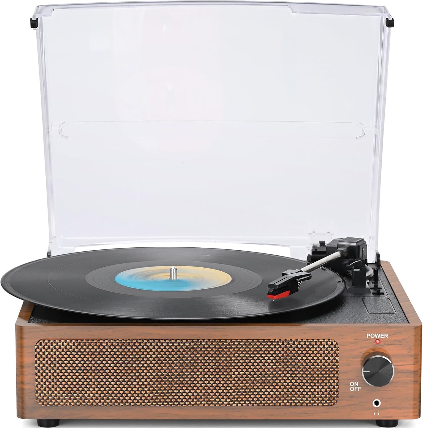 Vinyl Record Player with Speakers Turntable for Vinyl Records Turntable Brown-image