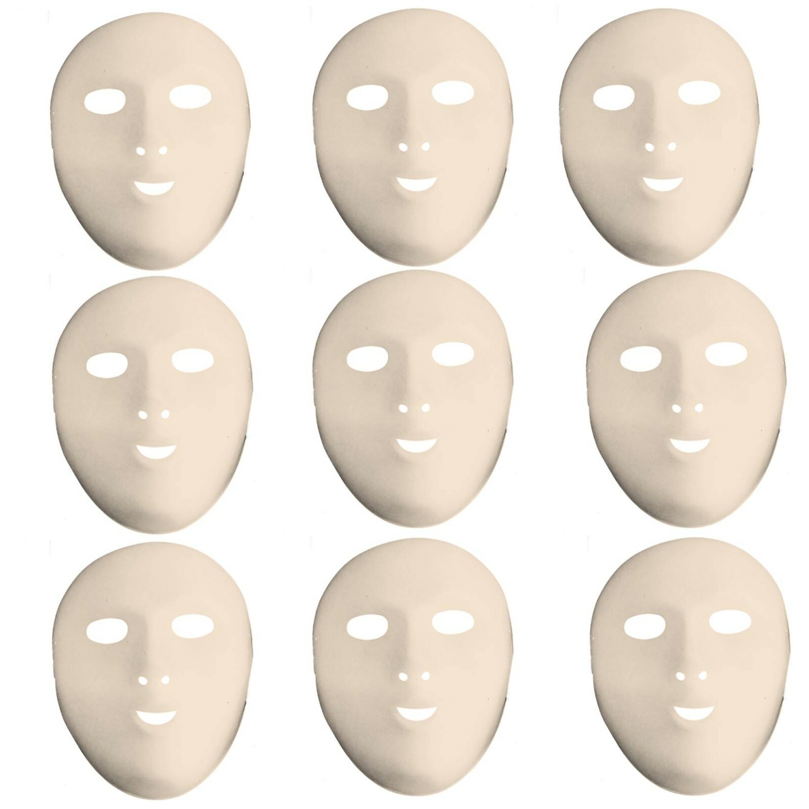 Fancy Dress Face Masks to Paint and Decorate 9 pack Flock Finish