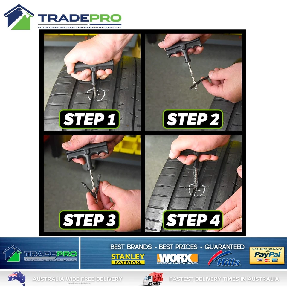 3x SLIME Bike Car Tyre Tire Puncture Repair Solution Kit 9pc with Gauge & Plugs - Image 3 of 4