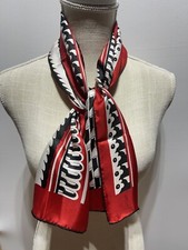 Vintage Sally Gee Made in Japan 100 Silk Scarf 40  x 11" Black Red Rectangle