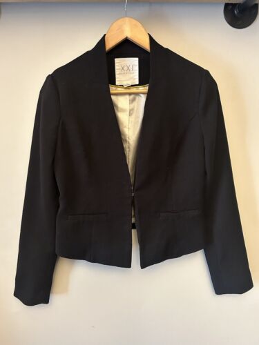 XXI Essentials Black Cropped High Low Dress Jacket Blazer Size Small - Picture 1 of 8