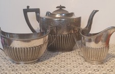 Antique 1910 Silver Plated Teapot/ Sugar Bowl/Milk Jug Set Sheffield & London