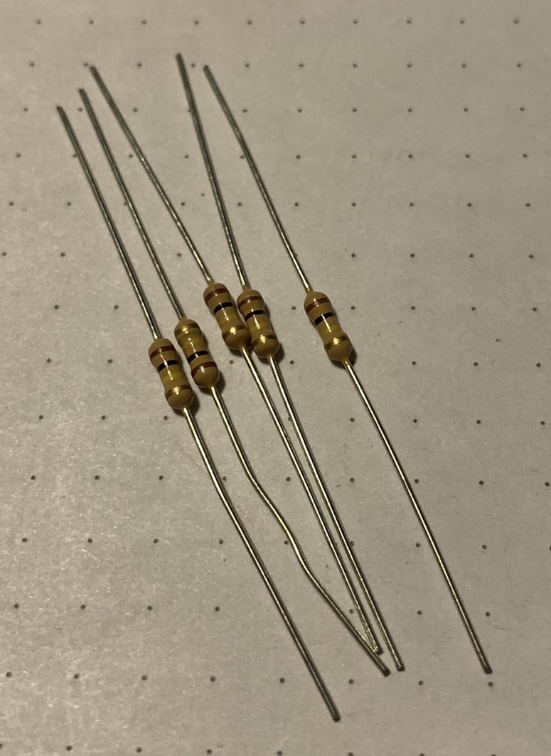 100 KΩ ±5% 1/4 Watt (250 mw) Carbon Film Resistor, Unbranded, 5 Each