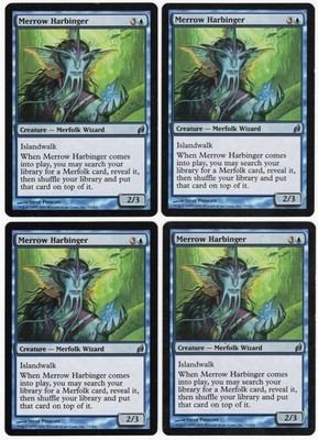 Merrow Harbinger x4 4x 2007 Lorwyn PLAYSET Blue Uncommon Creature MTG LP AZ2