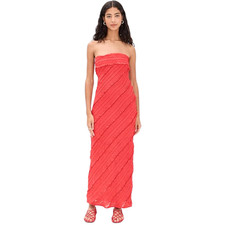 Endless Rose Women's Strapless Ruffled Maxi Dress, Red, M
