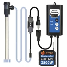 1500W Titanium Submersible Immersion Water Heater Temp Control Thermostat SEALED