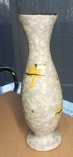 Vintage Scheurich Kunst Keramik Vase handbemalt geschwungen 1950er Jahre