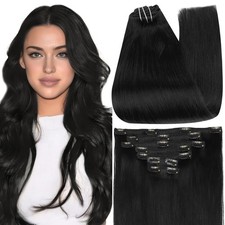 Full Shine Clip in Hair Extensions for Black 10 Inch-95G-7Pcs, # 1 Jet