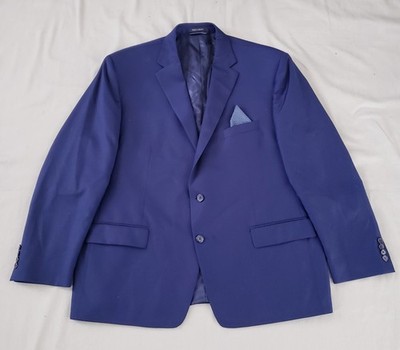 Ralph LAUREN NAVY BLUE Sport Coat W/ Pocket Handkerchief  Wool Blend Blazer 50R