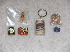 5 Miller Brewery Pins & Key Chain