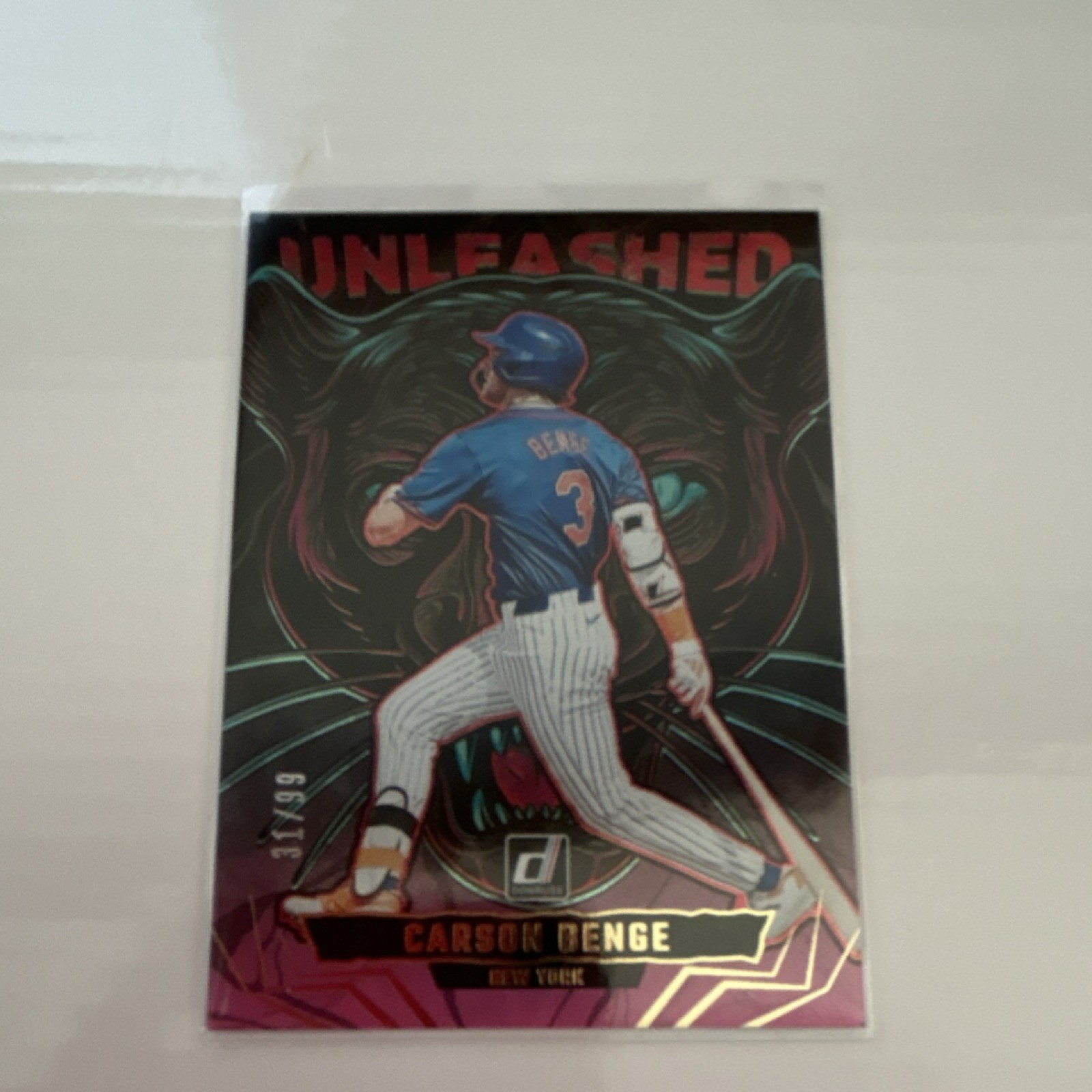 Panini 2025 Donruss Unleashed Red Ice Rookie Carson Benge #18 /149 Mets
