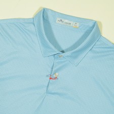 Peter Millar Crown Sport Featherweight Golf Polo Shirt Mens XL White Blue Geo