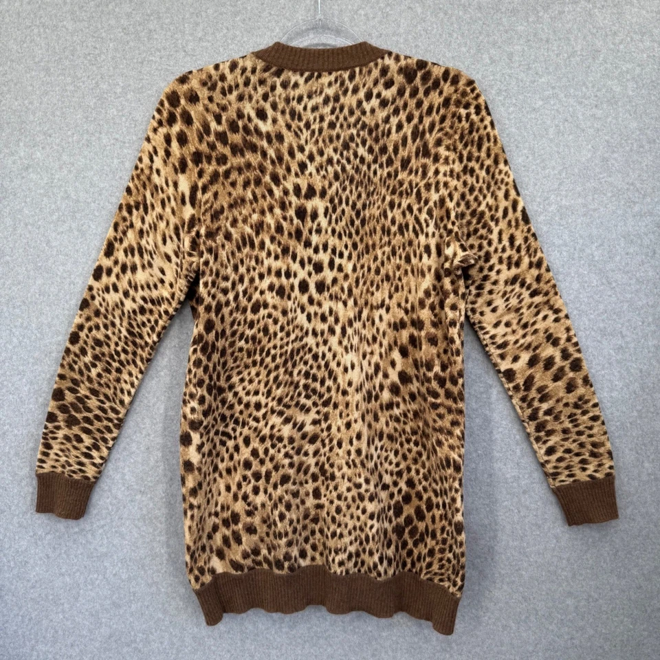 Cárdigan suéter para mujer J.McLaughlin estampado de leopardo 100 % cachemir talla mediana Foto 2 de 4