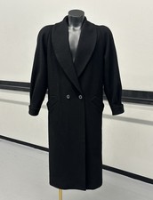 Vintage Donny Brook Women's Black 100 Wool Lined Long Trench Coat Size 12