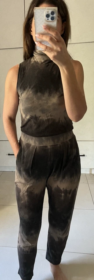 Raquel Allegra Pant Set turtleneck sleeveless jogger pant tie dye soft sz 1 = S - Image 4 of 4