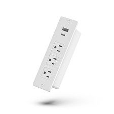 1500W 5-IN-1 Recessed Power Strip with 3 AC, USB-C  USB-A for Home Office