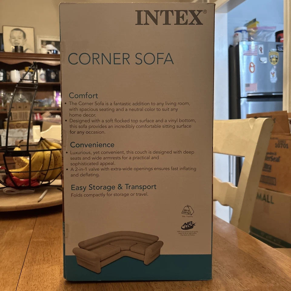 Sofá esquinero inflable Intex beige suave (68575EP) bloqueo de aire Foto 2 de 4
