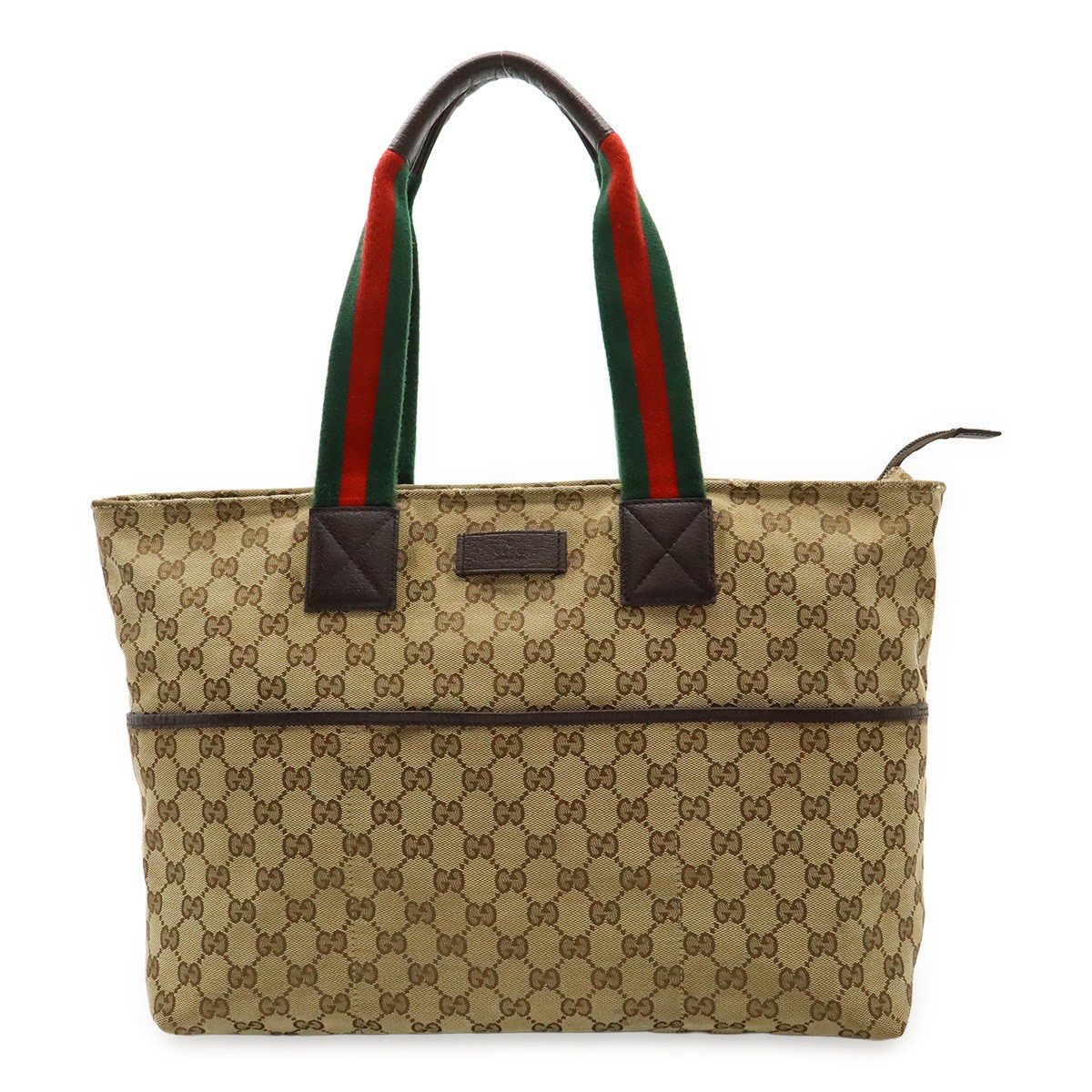 GUCCI GG Canvas Leather Mother s Bag Tote Bag Large Tote Shoulder Bag Khaki Beig