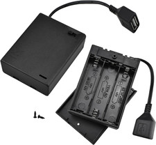 3 AA Battery Holder, USB Female Socket 3 AA Battery Case Box Holder 4.5-5V with