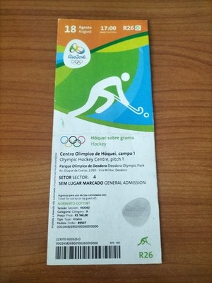 Used Ticket Olympic 18/08 2016 Rio Olympia R26 Final Belgium Argentina