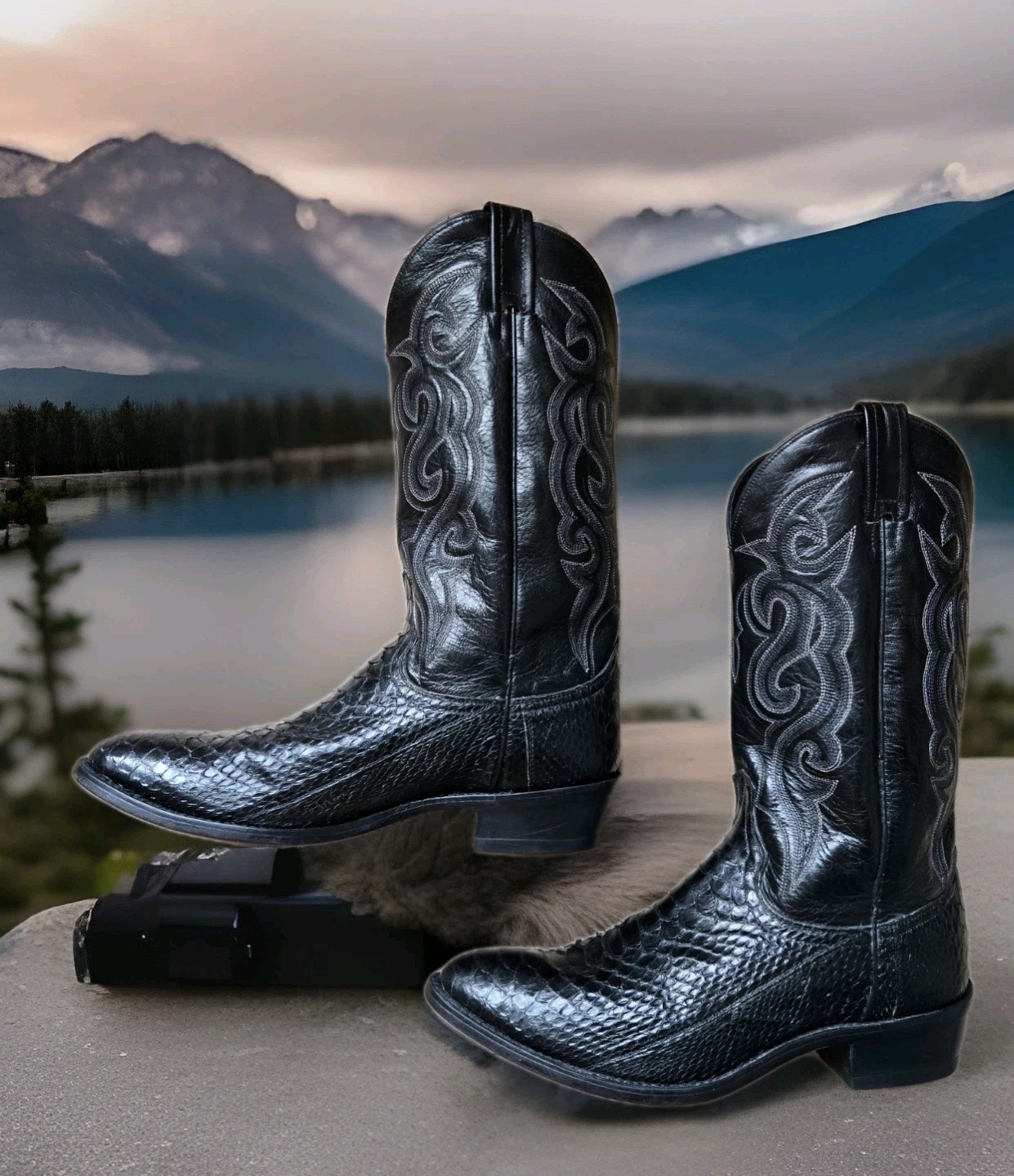 Rare Dan Post Python Snake Skin Boots Cowboy West… - image 18