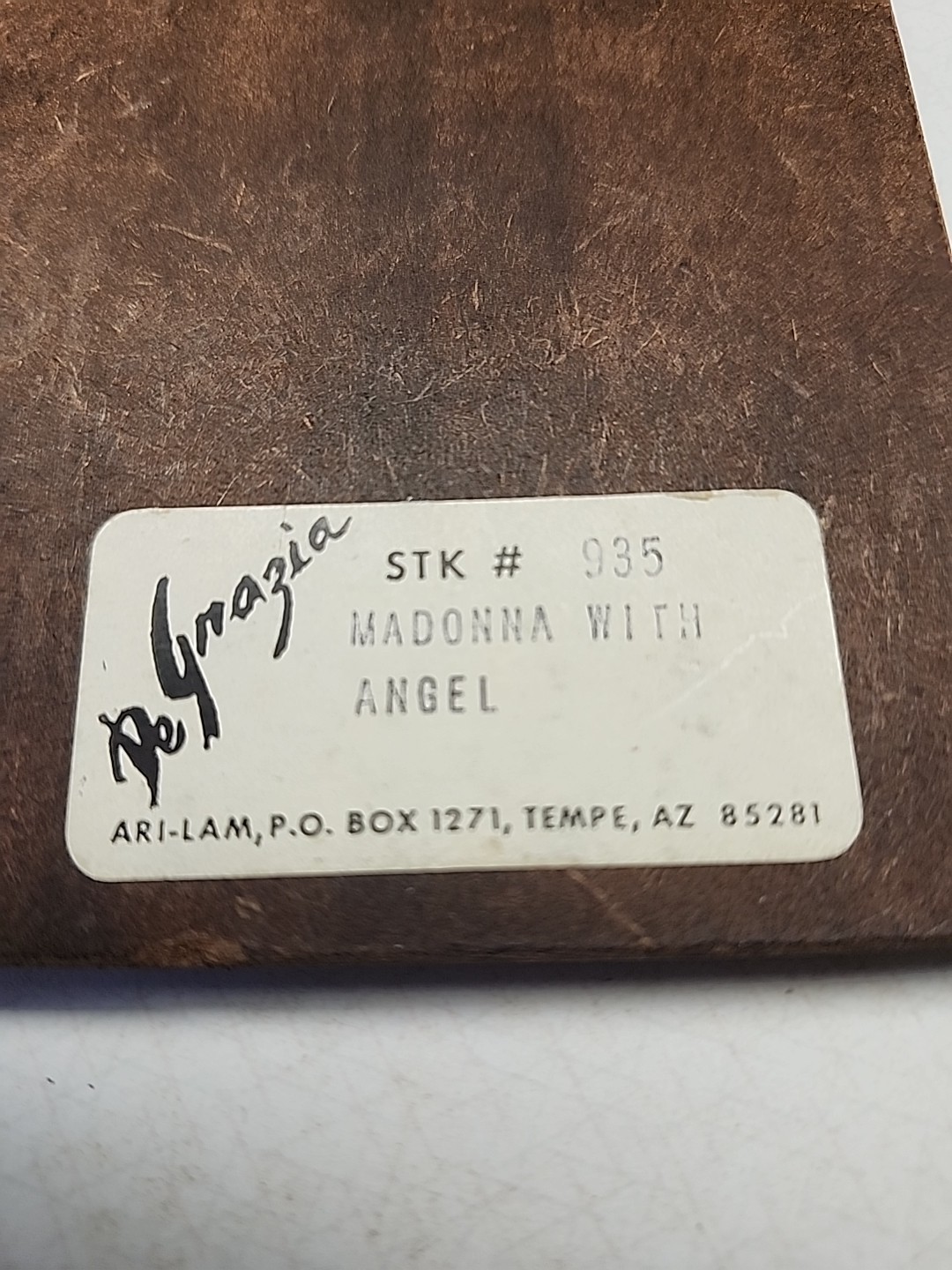 Vintage De Grazia Madonna With Angel Painting Wooden Plaque Wall Hanging