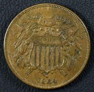 1864 Shield 2c Piece AU