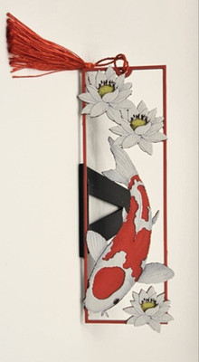 Koi Fish & Lotus Bookmark   3D Printed Art with Tassel