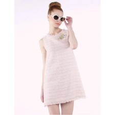 Alice + Olivia Clyde Pink and White Tweed Mini Dress Size LG