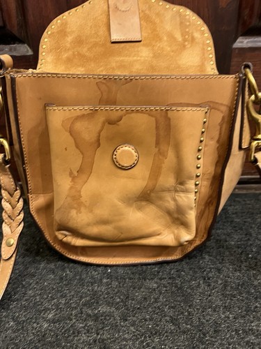 FRYE ilana Taupe Brown Tan Braided Leather Saddle Crossbody Bag Fringed Tassels - Picture 16 of 22