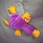 Ty Beanie Babies Patti the Platypus Purple Plush w/ Heart Tag 1993 Vintage
