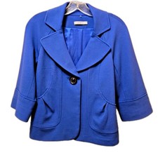 Classiques Entier Blue Blazer XS Womens Cropped One Button 3/4 Sleeve Jacket NEW