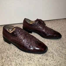 Mauri ALLIGATOR / OSTRICH Dress Shoes BURGUNDY - Sz 11 Italy