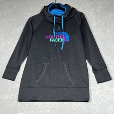 The North Face Sweatshirt Womens Small Gray Logo Hoodie Turtleneck Ski Tunic
