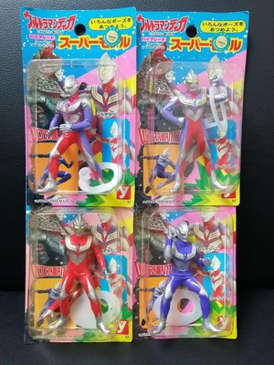 Ultraman Tiga Super Model Soft Vinyl Figure 4p set Yutaka Japan w