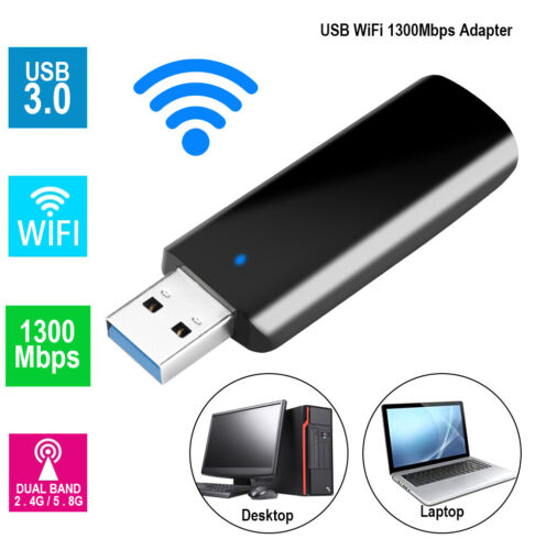 1300Mbps Mini Nano USB 2.4GHz 5GHz Wireless WiFi Network Adapter Wi-Fi HOTSPOT - Picture 1 of 11